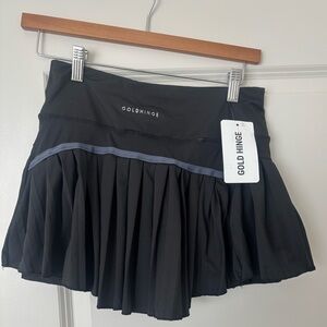 Gold Hinge Black Pleated Tennis Skirt - 15"
